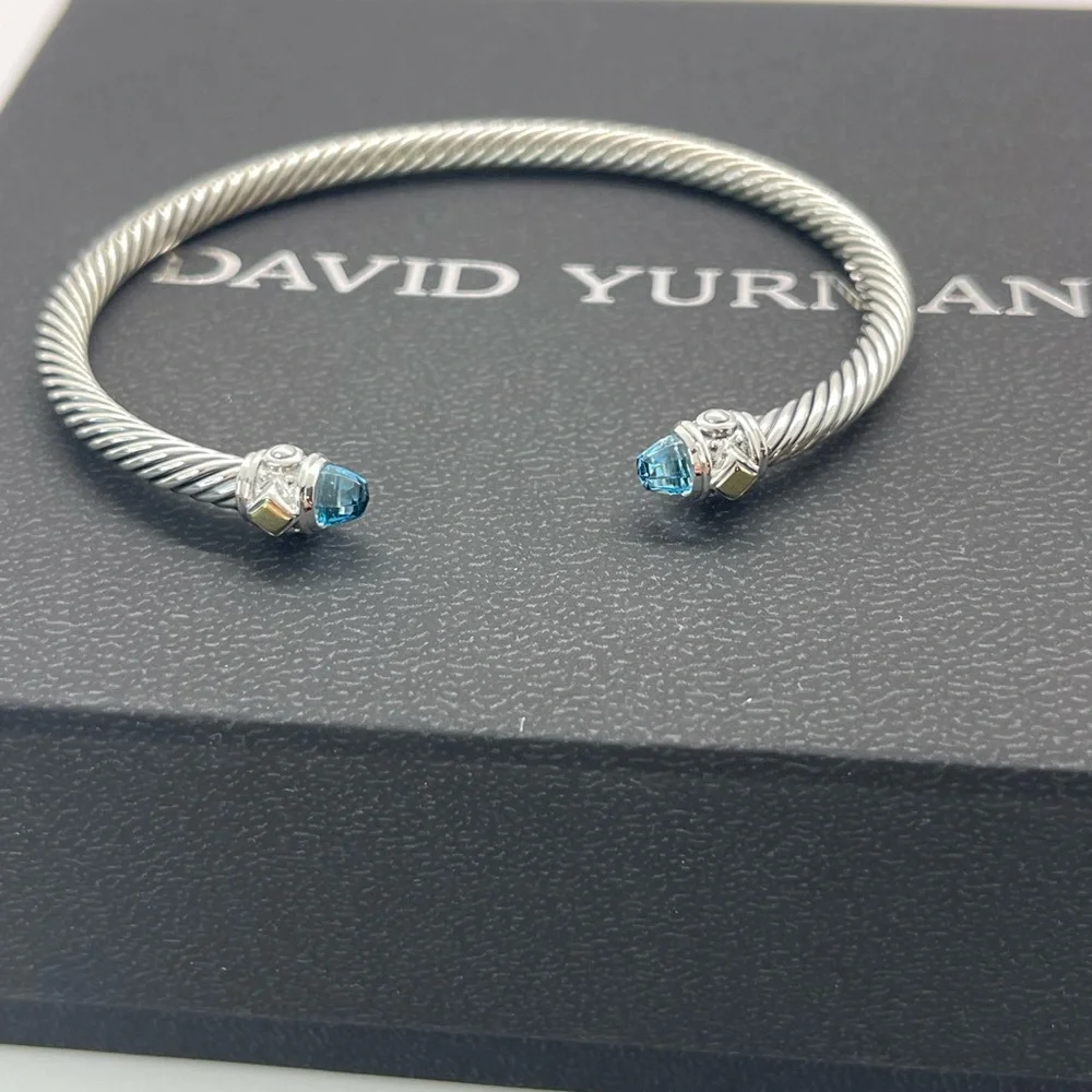 David Yurman Renaissance Blue Topaz Bracelet with 18K Yellow Gold - Picture 5 of 15